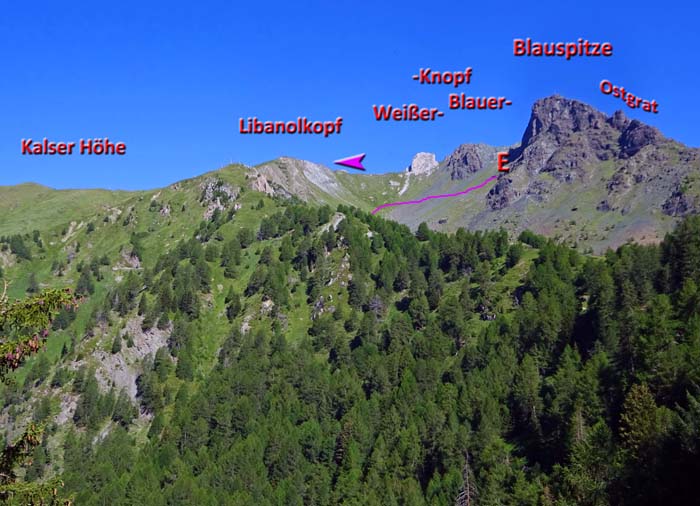 die Blauspitze und die anschließende Überschreitung von Südosten (Kalser Seite) ... die Blauspitze und die anschließende Überschreitung von Südosten (Kalser Seite) ...