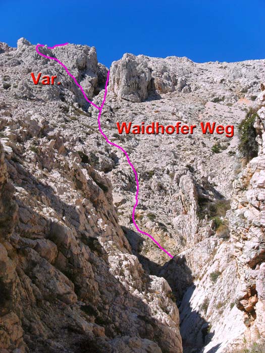 der „Waidhofer Weg“ aus der Bolacovica-Schlucht auf die Stražice-Hochfläche