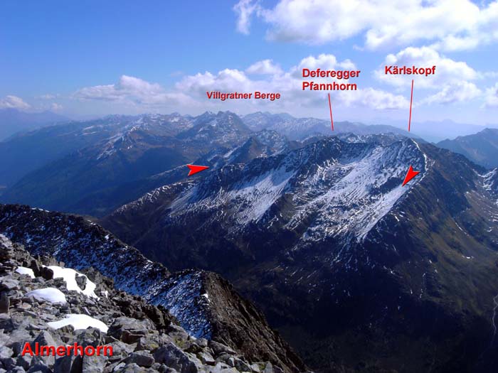 die Zwei-Gipfel-Runde von WNW (Almerhorn, Rieserfernergruppe)