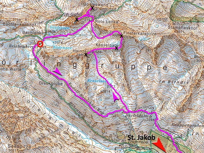 Karte 2: Bödensee-Umrahmung über die Durfeldalm Karte 2: Bödensee-Umrahmung über die Durfeldalm