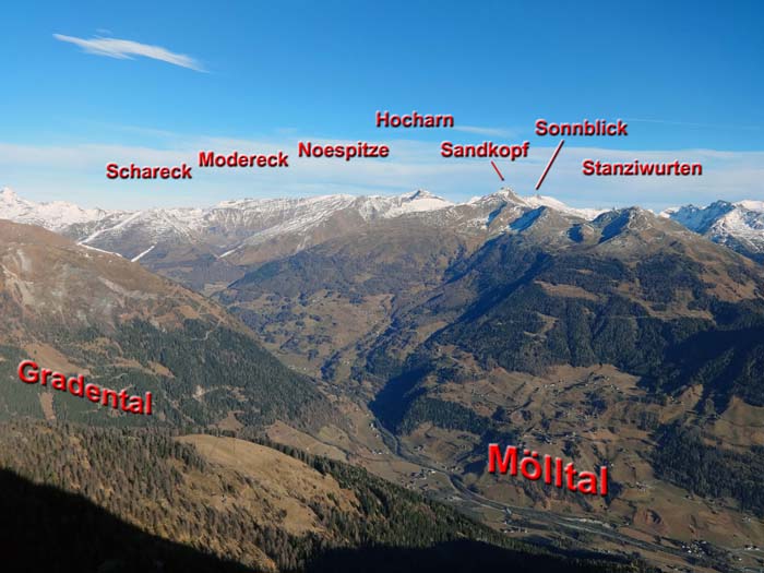 Gipfelblick nach NO übers oberste Mölltal