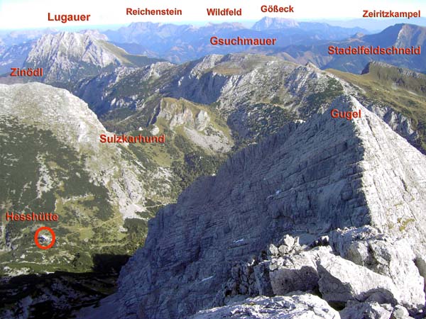 der Hochtor NO-Gipfel ist erreicht; Blick nach SO gegen die Eisenerzer Alpen