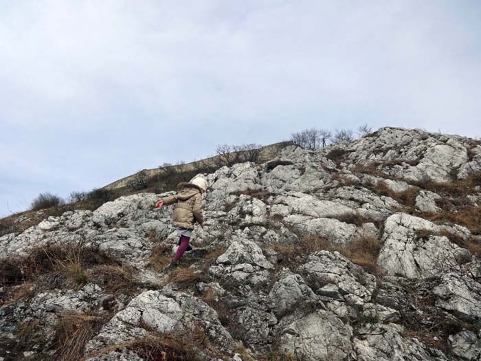Ronja am Südsporn des Schlossberg - dem „alpinsten“ der drei Anstiege