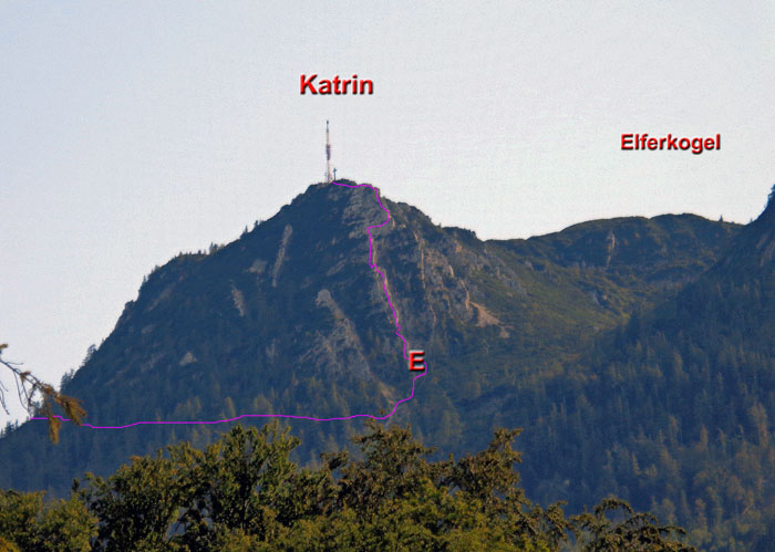 auch auf die Katrin führt seit 2011 ein Klettersteig - über die „Katrinschneid“, ihre Nordkante