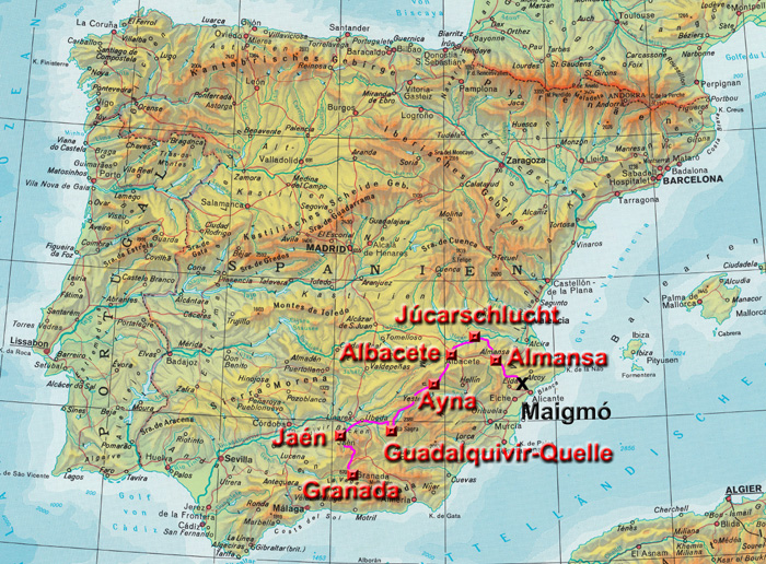 die eigenwillige Schleife von Granada zum Maigmó wird sich bezahlt machen; die Hauptstationen des südöstlichsten Teils unserer Iberienrunde