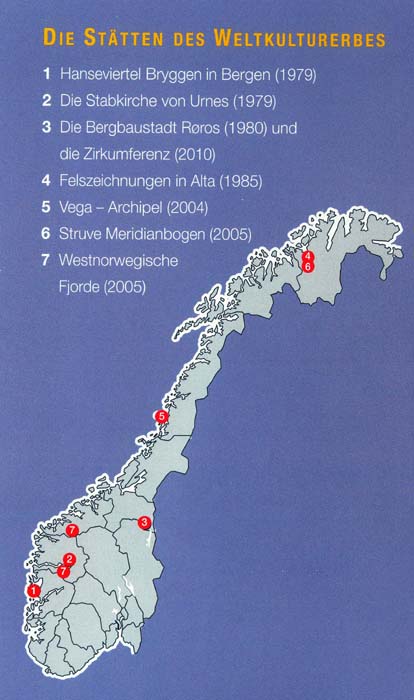 Übersicht der UNESCO-Welterbestätten in Norwegen