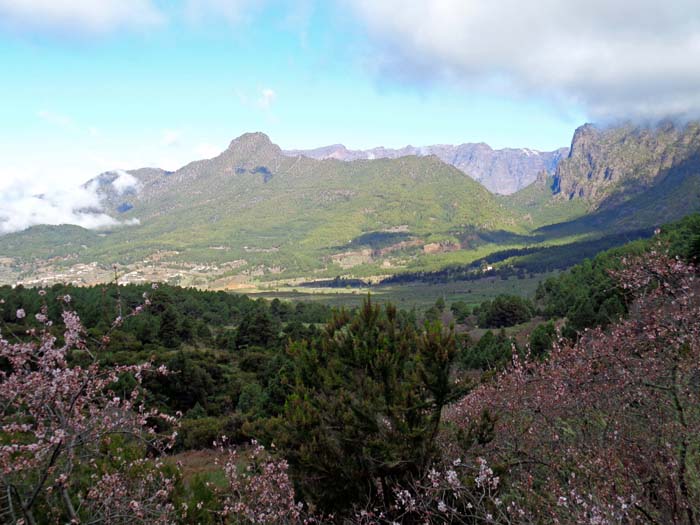 Pico Bejenado von SO, rechts der abfallende Grat zur Cumbrecita, dahinter die Caldera de Taburiente