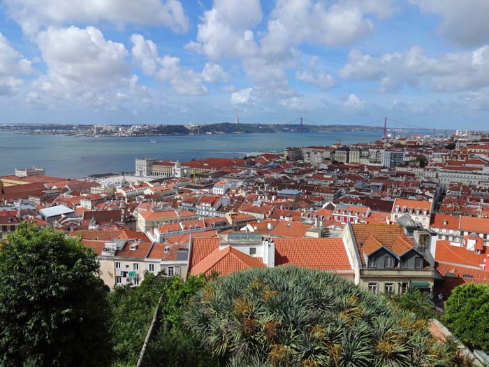 Blick vom Castelo de Sâo Jorge auf Portugals Hauptstadt an der Tejomündung