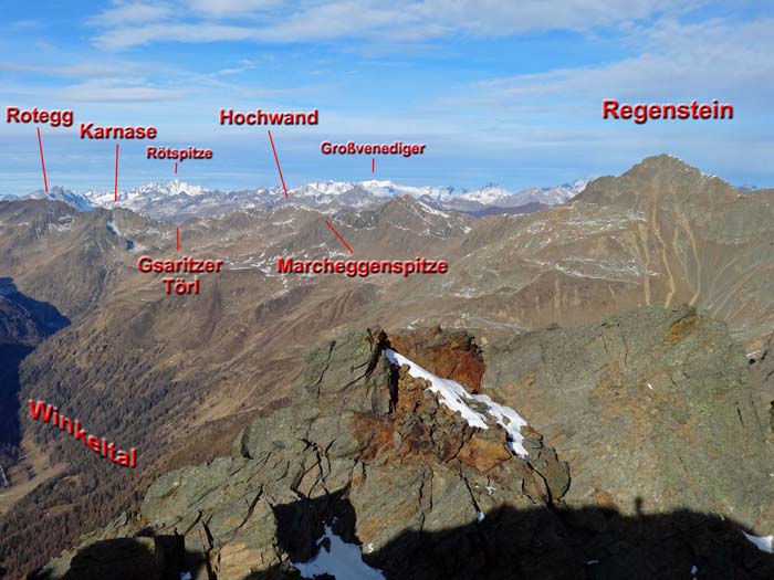  Blick von der Nördl. Wetterspitze nach NNW zum Alpenhauptkamm und auf die Grenzberge zum Südtiroler Ahrntal
