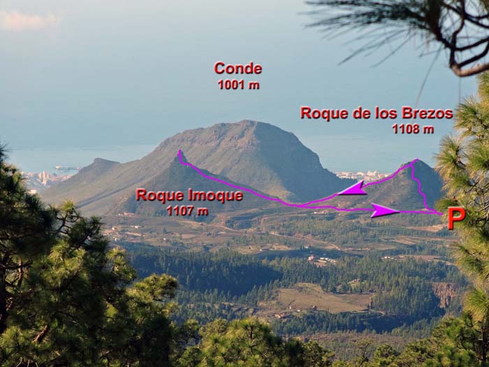 die drei entscheidenden Gipfel von der Auffahrt zum Teide (Boca de Tauce)