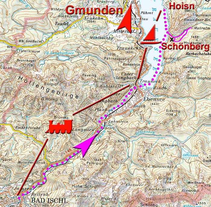 zur tagesfüllenden Kombitour wird der Schönberg mit dieser ausgefallenen „Zustiegsvariante“: Schiff nach Ebensee - Bahn nach Bad Ischl ...