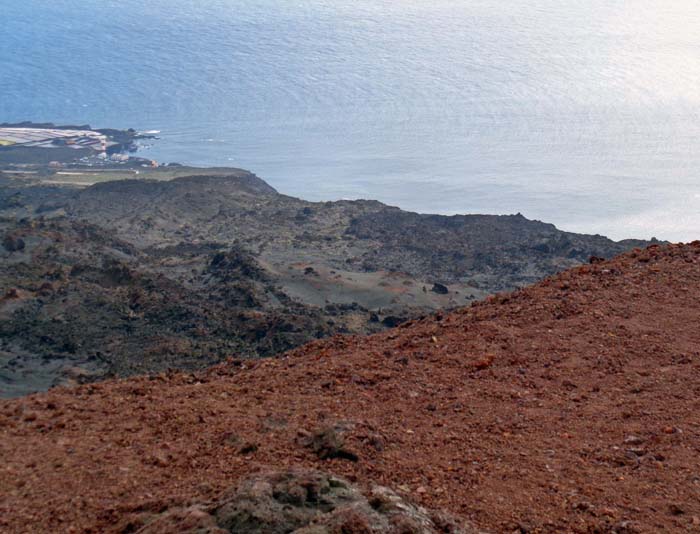 Gipfelblick auf die Südspitze La Palmas, die Punta de Fuencaliente