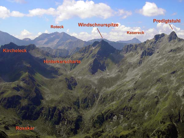 die Windschnurspitze von O, vom Gipfel der Steinkarspitze (rechts der Nordgrat) ...