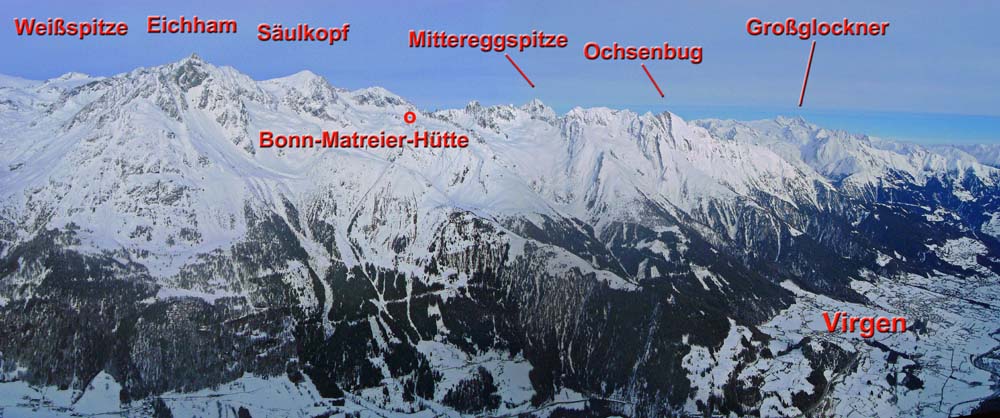 im NO der Eichhamstock und der Frosnitzkamm bis zum höchsten Berg Österreichs