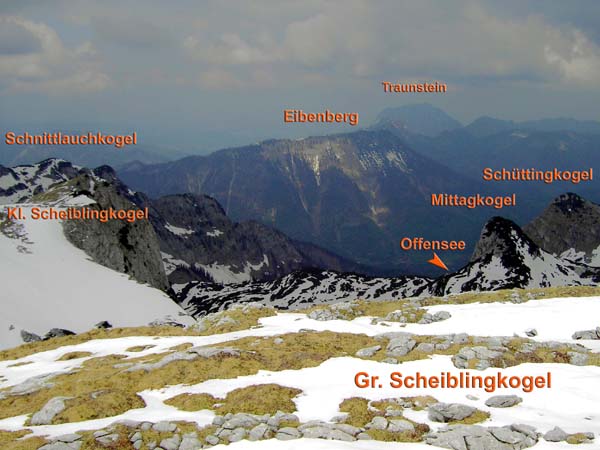 es folgt ein Gipfelpanorama gegen den Uhrzeigersinn: Gr. Scheiblingkogel gegen N, ...