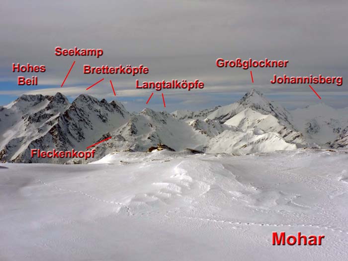 auf der anderen Seite die nördliche Schobergruppe bis zum höchsten Berg Österreichs