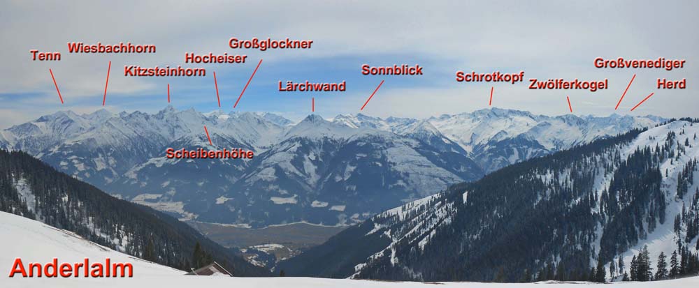 Panorama vom Südfuß des Hochkogel gegen den Alpenhauptkamm