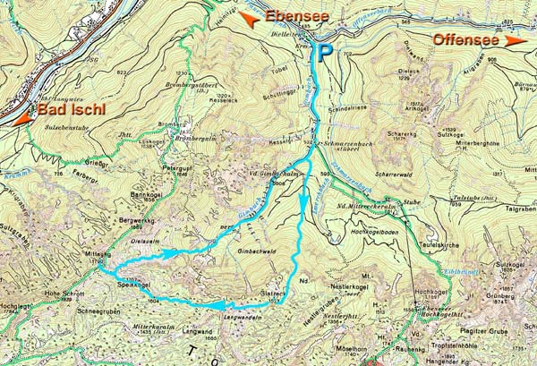Karte 1 - Übersicht mit Überschreitung Glatzkogel - Mittagkogel