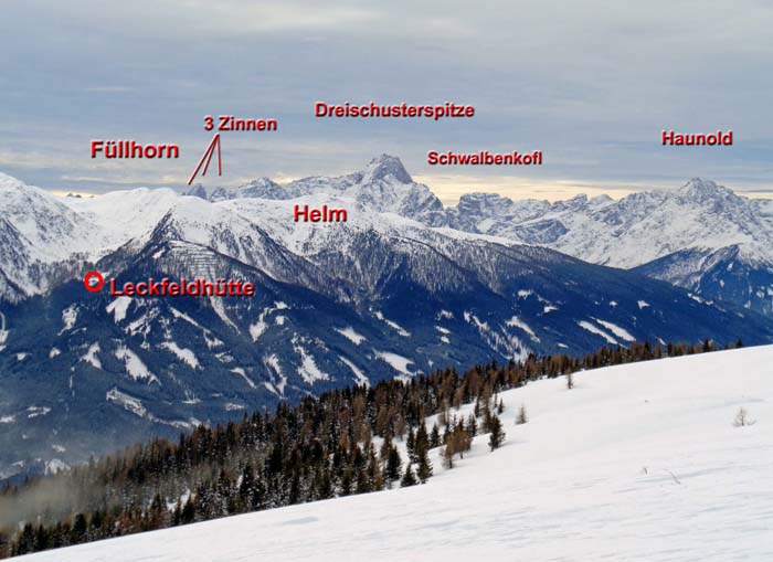 ein letzter Blick auf die Sextener Dolomiten im SW, bevor wie in den Hochwald eintauchen