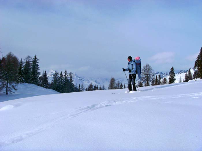 ein letzter Blick vom plateauartigen Gipfel gegen NW aufs wolkenverhangene Debanttal (Schobergruppe)